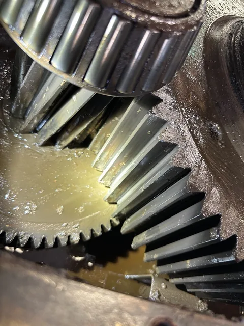 Alternate view of the bevel gear teeth and contact area.